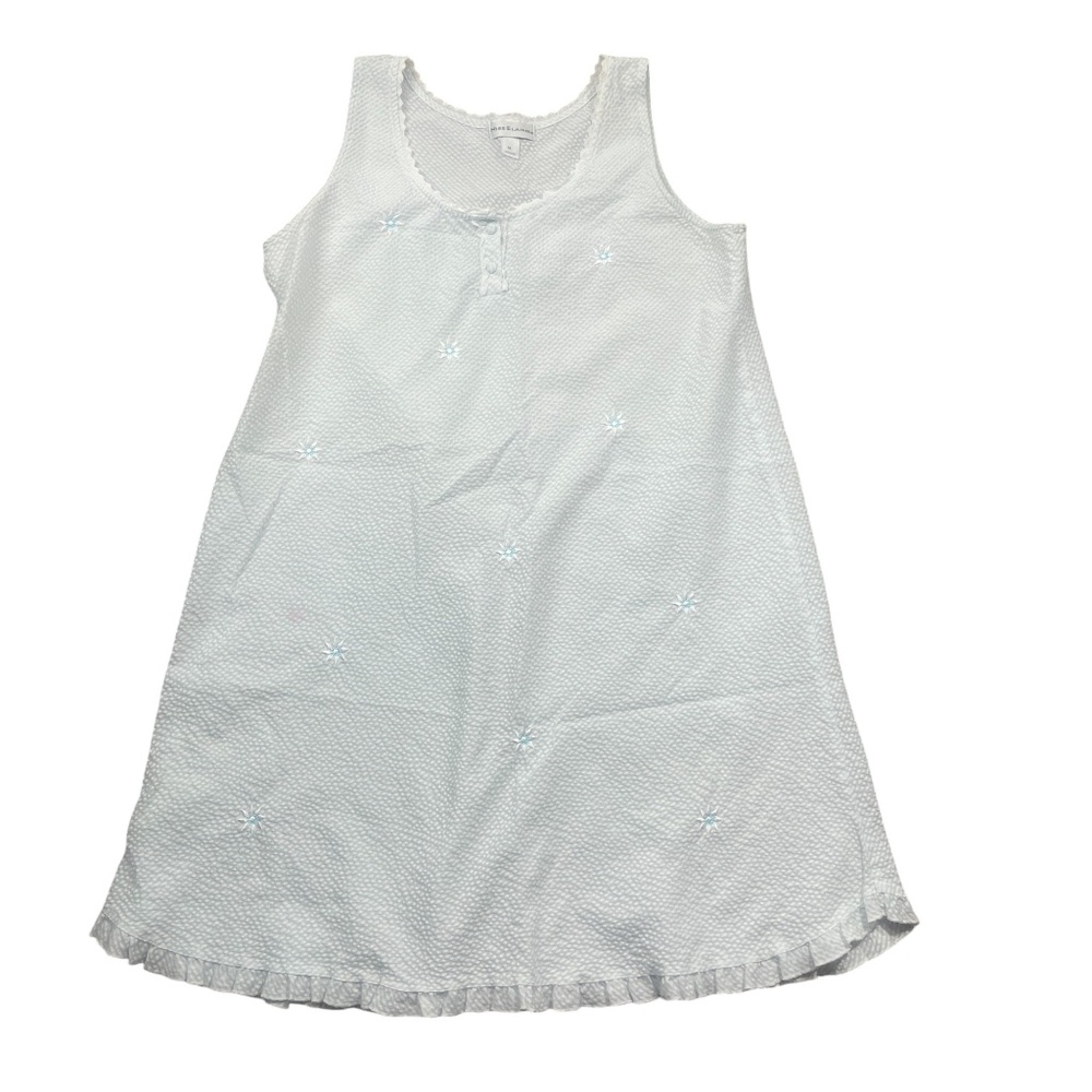 Miss Elaine Medium Nightgown Blue White Sleeveless‎ Emboridered (see desc) - Pic